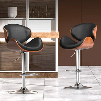 Кофейня Серебряные барные стулья Lounge Высокие поворотные скандинавские барные стулья Черные регулируемые шезлонги Salle Manger Современная мебель