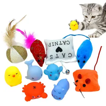 Кошачья мята Мыши для домашних кошек Котята Мягкие игрушки со звуком Интерактивные плюшевые игрушки для исследования Обнюхивать милые игрушки для домашних животных