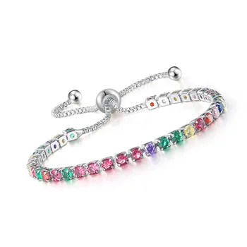 Красочный кубический циркониевый браслет радужный цвет кристалл звено цепь браслет для подруги мамы жены