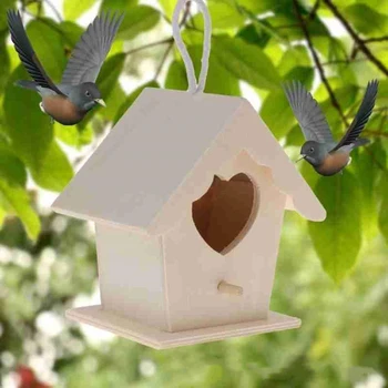 креативный деревянный дом колибри с подвесной веревкой украшение домашнего садоводства Маленькое птичье горячее гнездо Типы «сделай сам» Настенный