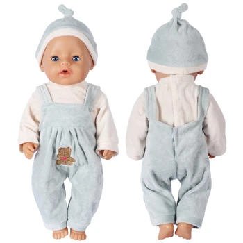 Кукольная одежда для 17-дюймовых кукол Комбинезон Новорожденный Baby Doll Наряд с шапкой Fit 40-43 см Кукла Американская девочка Кукла Аксессуары Подарок