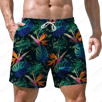 Летние новые мужские шорты зеленые тропические шорты с 3D-печатью на 3D-принтере повседневные мужские шорты модный тренд мужские шорты