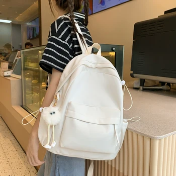  Лидер продаж Простой однотонный рюкзак Женский водонепроницаемый нейлоновый рюкзак Молодежный рюкзак для девочек Женский дорожный рюкзак