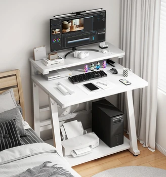  Маленькая квартира Компьютерный стол Небольшой домашний мини-мобильный стол Спальня Одноместный простой двухслойный настольный компьютерный стол