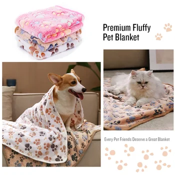  Маленькие флисовые одеяла для собак Подарочные одеяла для домашних животных с отпечатком лапы Мягкие одеяла для кошек и котенков FluffyThrow для собаки Щенок Теплый коврик для сна 3 размера