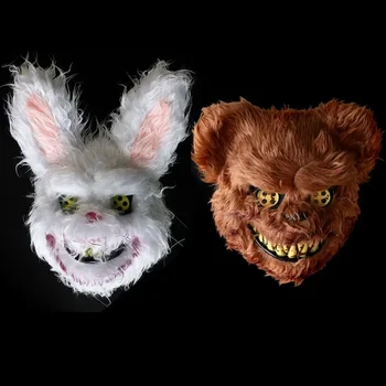 Маска на Хэллоуин Маска Кровавого кролика Страшная маска плюшевого медведя Косплей Костюм