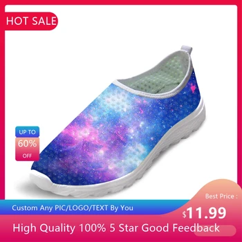 Мерцающая звезда Звездное небо Galaxy Повседневная холщовая обувь Низкий верх Легкий дышащий 3D космический принт Мужчины Женщины Слипоны Кроссовки