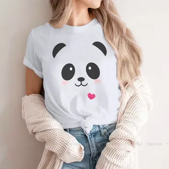 Милые животные Дружелюбные девушки Футболка Лицо Panda Plus Женские топы Harajuku Kawaii Tees Женская хлопковая футболка 5XL