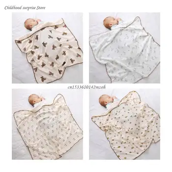 Младенческое пеленальное одеяло Одеяла для новорожденных Хлопчатобумажное одеяло Двусторонние детские обертывания Уличная коляска Одеяло Дорожное снаряжение Дропшиппинг