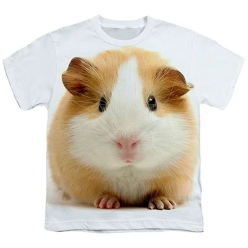 Мода Забавные футболки с морской свинкой Хомяк Милое животное 3D-печатная уличная одежда Мужчины Женщины Футболка Детские футболки Одежда Оверсайз Топы