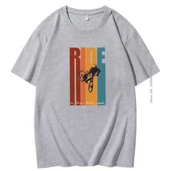 Мода Ретро Поездка на Дикой Стороне Горный Велосипед Плакат Мужская Одежда Лето Мужская Повседневная Топы с О-образным вырезом Крутые графические футболки
