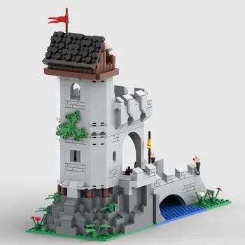 Модель средневекового замка-башни с модульным зданием моста 668 деталей MOC