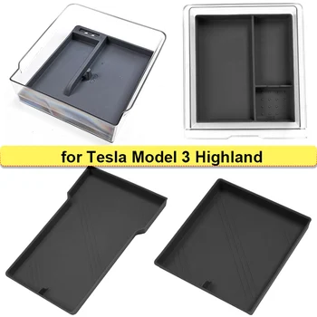  Модифицированные аксессуары для интерьера автомобиля для Tesla Model 3 Highland 2024 Центральный органайзер для хранения Коробка Прозрачный чехол для подлокотника