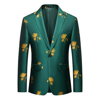 Модные роскошные мужские пиджаки с узорами Slim Fit Single Button Autumn Quality Мягкая удобная куртка Boutique Terno Masculino