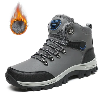 Мужская обувь для зимних походов на открытом воздухе Зимние плюшевые спортивные мужские ботинки для скалолазания Черные кроссовки для ходьбы Нескользящие Zapatillas Hombre