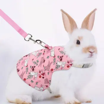  мультяшный узор кролик шлейка поводок набор дышащий регулируемый кролик одежда тяга веревка полиэстер домашнее животное свинец веревка для ходьбы