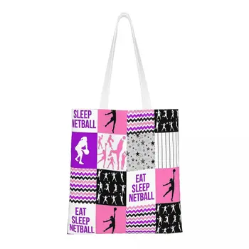 нетбол форма шаблон фиолетовый подарок большие сумки женская сумка холст колледж плечо сумка многоразовая сумка для покупок