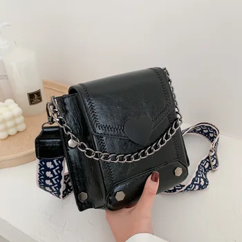 Новая женская сумка PU Leather Quality Messenger Сумка через плечо Ретро Замок в форме сердца Женская сумка Сумка через плечо