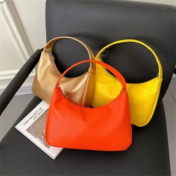Новая летняя сумка для подмышек Простые сумки через плечо для женщин Женская сумка через плечо из искусственной кожи Однотонная женская сумка