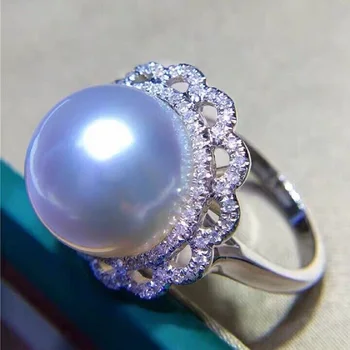 Новое ОГРОМНОЕ жемчужное кольцо AAAAA 10-11 мм с подлинным натуральным белым гвоздиком Южных морей 925S