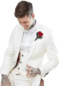  Новый изготовленный на заказ свадебный мужской костюм куртка Slim Fit Solid Best Man Blazer для официальных свадебных платьев Набор из 3 предметов (пальто + брюки + жилет)