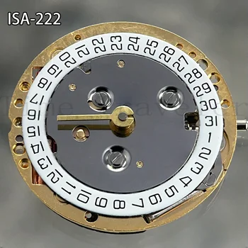Новый оригинальный швейцарский механизм ISA 222, двухстрелочный одинарный календарь 222, двухигольчатый кварцевый механизм