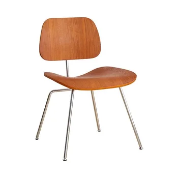  Обеденный стул из формованной фанеры с ножками из нержавеющей стали Столовая Ресторанная мебель Mid Century Modern Wood Chair Реплика