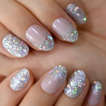  Овальный блестящий розовый цвет Пресс на накладных ногтях Короткая и средняя длина Палочка на ногтях Девушка Для Знакомства Искусственные Ногти