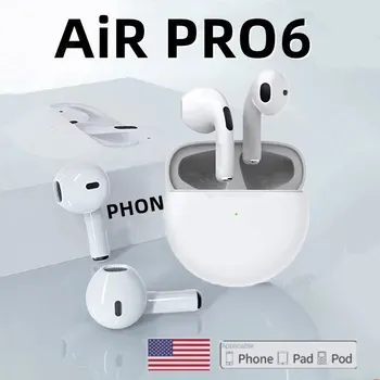 Оригинальные беспроводные Bluetooth-наушники Air Pro 6 TWS Наушники Pods Mini Earpods Гарнитура для Xiaomi Android Apple iPhone Наушники