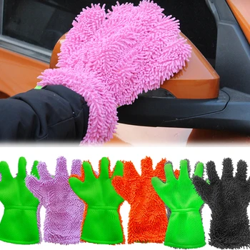 Перчатки для чистки из микрофибры из синели Плюшевые перчатки для сушки Автомобильные перчатки для сушки из микрофибры Детализация Авто Рукавица