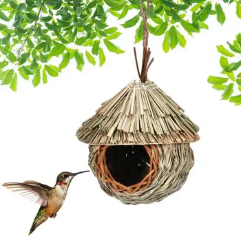Плетеное птичье гнездо Натуральная тростниковая трава Птичье гнездо Повесить птичье гнездо Экологически чистые птичьи клетки Садовые украшения Подарки для любителей птиц