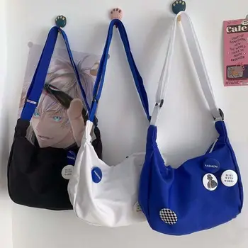  Повседневная японская однотонная сумка для девочек Сумка через плечо Сумка через плечо Сумка на одно плечо Холщовая сумка Сумка-мессенджер