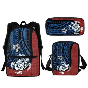 Подарок для возвращения в школу Полинезийский репатриант Гибискус Повседневная студенческая школьная сумка Высококачественный рюкзак на молнии Сумка-мессенджер Пенал