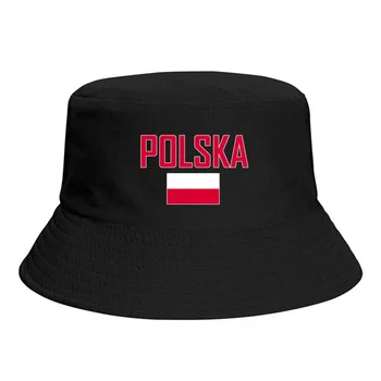 польский флаг Шляпы-ведра Печать Крутые вентиляторы Солнцезащитный козырек Простой классический На открытом воздухе Летние рыбацкие кепки Кепка для рыбалки