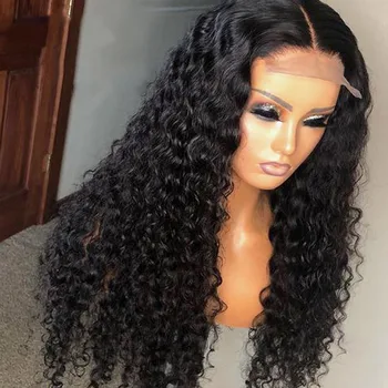 Прозрачный бразильский парик с глубокой волной 13x4 Кружевные передние парики из натуральных волос для женщин, предварительно выщипанные с детскими волосами 4x4 Парик с кружевной застежкой