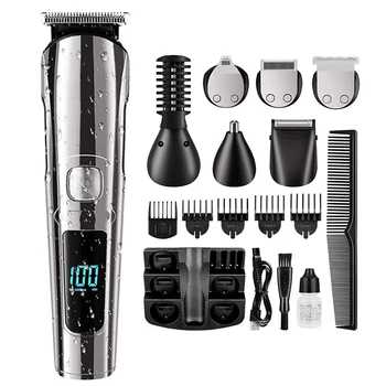 Профессиональная водонепроницаемая машинка для стрижки волос для мужчин Аккумуляторная беспроводная электрическая бритва 5 в 1 Триммер для волос и бороды