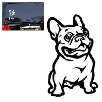 Прочный клей 3D Наклейки Виниловая наклейка на автомобиль Французский бульдог Собака Автомобильная наклейка (черный)