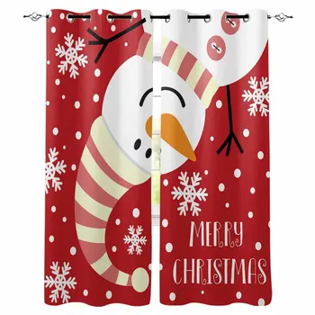 Рождественский снеговик Узор снежинки Плотные шторы для детей Домашний декор Спальня Гостиная Высокое затенение Оконные шторы