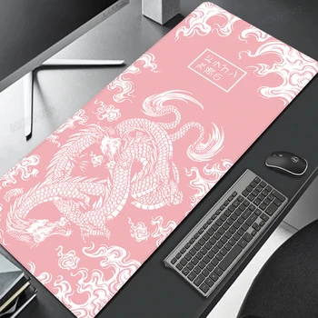 Розовый японский коврик для мыши Dragon Xxl Deskmat Белый игровой коврик для ноутбука Аниме Игровая клавиатура Резиновый коврик на столе Коврик для мыши Коврик для ПК