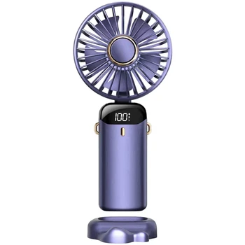  Ручной вентилятор Персональный вентилятор 5000 мАч перезаряжаемый, 5 скоростей со светодиодным дисплеем, регулируемый на 90 °
