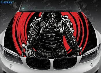 Самурай, Японский самурай, Самурай, Японский самурай, Наклейка льва на капоте автомобиля, виниловая наклейка на капот, полноцветная графическая наклейка