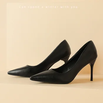 Сексуальная обувь на высоком каблуке Женские замшевые туфли на шпильке 2024 Мода Платье с острым носком Обувь Тренд Элегантные туфли Zapatillas de Mujer