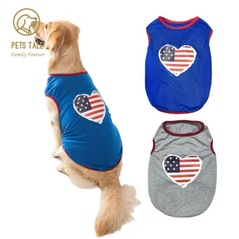  Симпатичный Американский Флаг В Форме Сердца Графический Питомец Дышащий Жилет Для Собак И Кошек Летняя Одежда Для Вечеринок