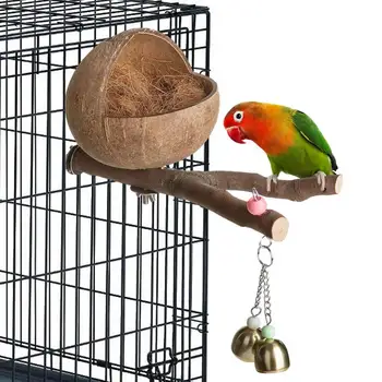 Скворечник для клетки Естественное укрытие для птиц Гнездо попугая Гнездо Дом Хижина Клетка Попугай Гнездовой ящик с измельченным кокосом