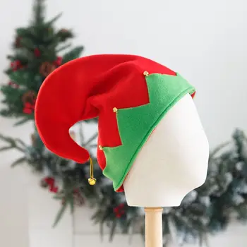 Снеговик Красные зеленые шапочки в стиле пэчворк Санта-Клаус Плюшевый шар с металлическим колокольчиком Женские рождественские шляпы Бархатные шляпы Корейские зимние шапки