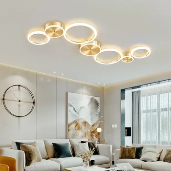 Современная светодиодная потолочная люстра для гостиной, столовой, спальни, алюминиевый потолочный светильник, внутренний домашний декор, осветительный прибор, блеск