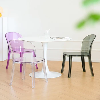  Современные и минималистичные бытовые прозрачные обеденные стулья Сетчатый красный стул для макияжа Модные и повседневные табуреты со спинкой