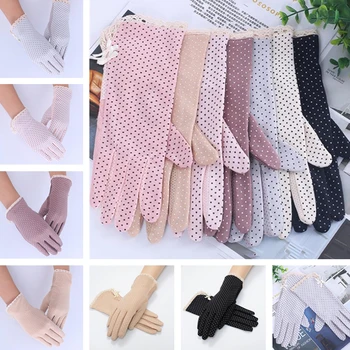 Солнцезащитные перчатки Хлопковые летние перчатки для женщин Dot Bow женские тонкие женские перчатки Suncreen Противоскользящие