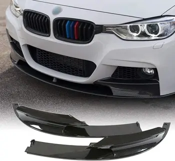  Сплиттер губ переднего бампера, совместимый с BMW 3 серии F30 M Sport 2012-2018 Автомобильный спойлер на подбородке 2 шт. Стиль из углеродного волокна