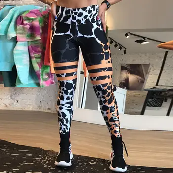 Спортивные колготки для женщин Леопардовый принт Модные леггинсы На открытом воздухе Бег Компрессия Йога Штаны Энергия Девушка Упражнение Танцевальная одежда